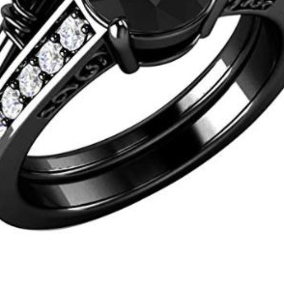 14K Black Gold LayerBlack CZ Mickey Mouse Ring Set - Picture 7 of 7